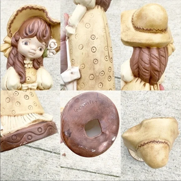 Vintage 70’s girl with hat and umbrella figure southern belle - Picture 9 of 9